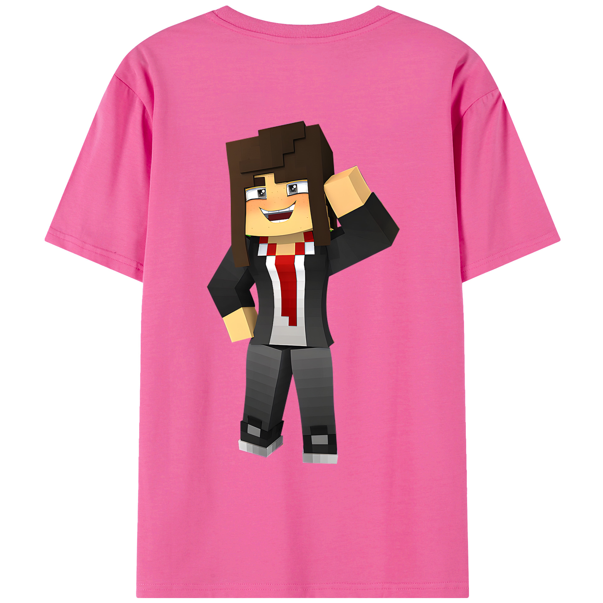（画像用） マインクラフト ブロックの世界 Minecraft MC Block world レディース半袖Tシャツ(バックプリント)